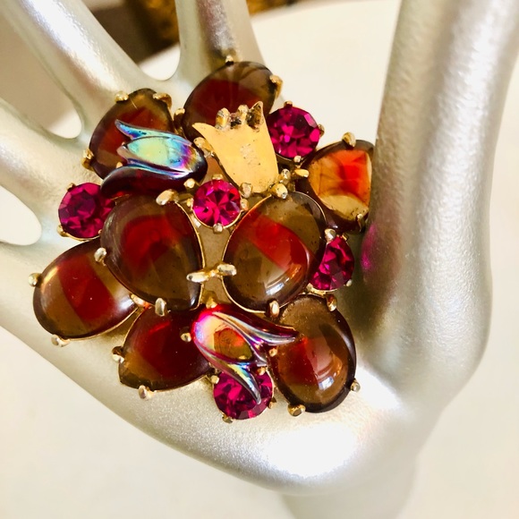 Rare Vintage Signed Schiaparelli Givre Glass Brooch - Picture 13 of 14